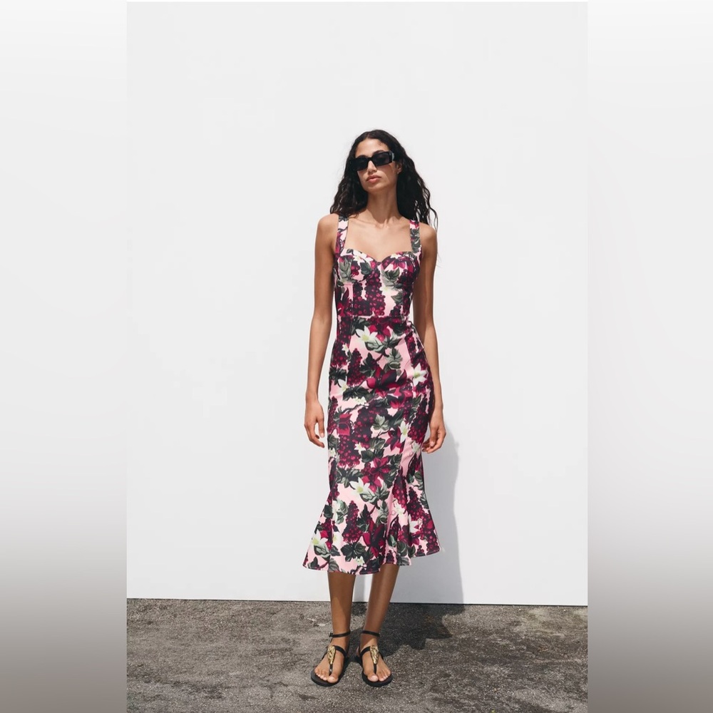 ZARA GODET FLORAL DRESS